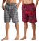 YUSHOW Short Pyjama Homme Coton Doux Confortable Bas de Pyjama Court Vêtement Nuit d'été à Cordon Léger,Noir Carreaux+Rouge Carreaux,M