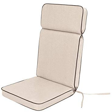 PillowPrim Sitzkissen für Gartenstühle & Campingstuhl – Für Outdoorfans & Camper – Hoher Komfort mit Rückenstütze – Beige, 49x47/72 cm