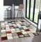 the carpet Monde Deluxe Wohnzimmer Teppich Hand Carved, Kurzflor, Bunt, Blau, Weiß, Rot, Grau, Gold, Quadrat Muster, 120 x 170 cm