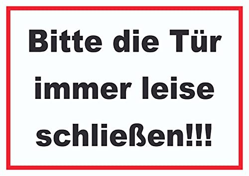HB-Druck Schild Bitte die Tür Immer leise schwarz-Weiss-rot A5 (148x210mm)