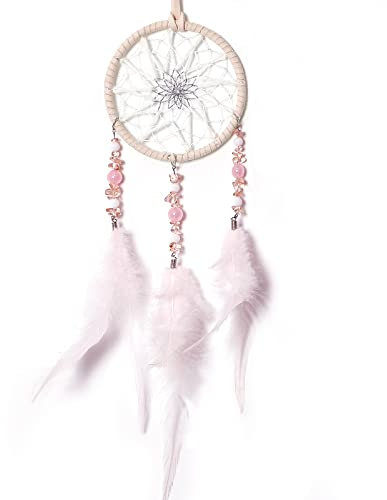 Weldomcor Traumfänger Auto Hängender Traumfänger Lebensbaum Auto Rückspiegel Hängender mit kristallperlen Auto Spiegel Hängendes Zubehör Ornamente, Rosa