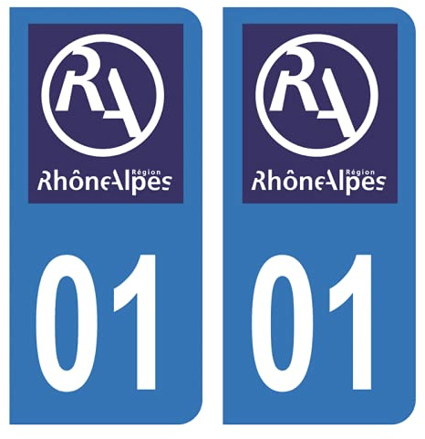 Hadexia Aufkleber für Nummernschild, Auto, Departement 01 Ain Logo, alte Region Rhône Alpes