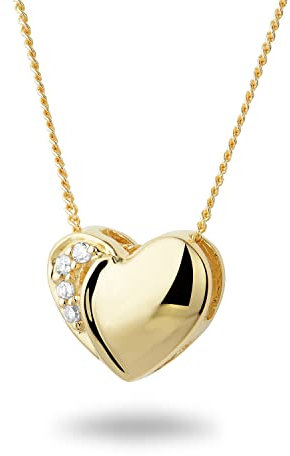 MIORE Schmuck Damen 0.02 Ct Diamant Halskette mit Kettenanhänger Herz mit 4 Diamanten Brillanten Kette aus Gelbgold 18 Karat /750 Gold