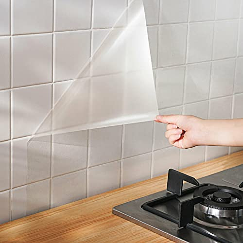 URPIZY Transparent Klebefolie Selbstklebende Möbelfolie 60cmX300cm Durchsichtiges Plastikblatt Wandschutzfolie Wasserdicht Aufkleber SpritzschutzBuchschutz FolieOberflächenschutz PVC Fliesenaufkleber
