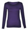 Crazy Fashion Long Sleeve Plain Tshirts for Women UK Round Scoop Neck Stretchy Formal Casual Basic Slim Fit Jersy Ladies Tee Top Plus Size 8-22 Purple