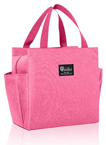 UESDU Insulated Lunch Bag, Pink Lunch Bags for Women Portable Pack Lunch Bag Adult Cooler Bag Lunch Box Container Organizer with Bottle Holder for Work School Picnic