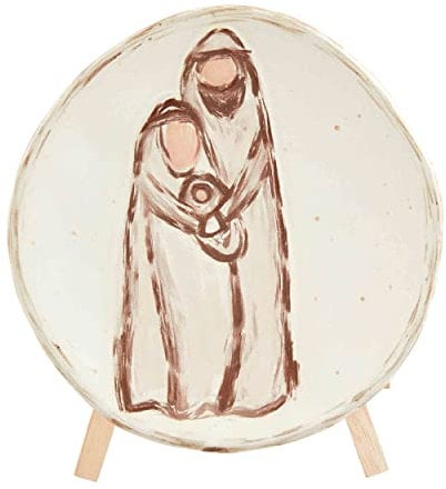 Mud Pie Plate Stand, Mary and Joesph, 7 dia