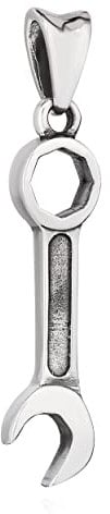 NKlaus chain pendant spanner 925 silver shiny 39x9mm tool spanner amulet silver pendant large 14203, Sterling Silver