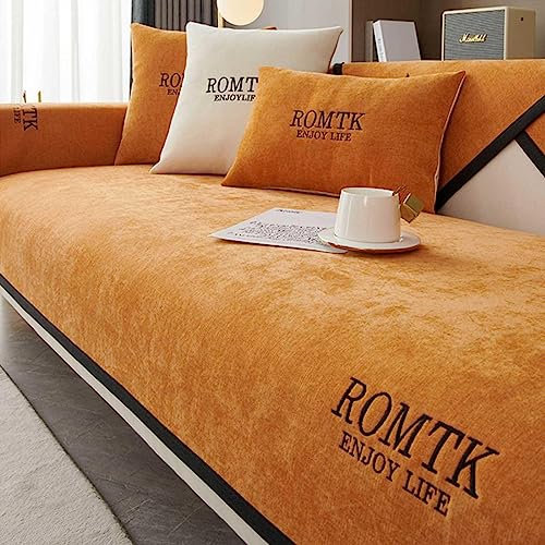 MTHGH Sofabezug Sofaschoner L Form u Form Ecksofa Anti-rutsch Couchschoner Couch Katze Hund Decke Überzug Sofaschutz Sofahusse Wasserdicht,orange-70x70cm
