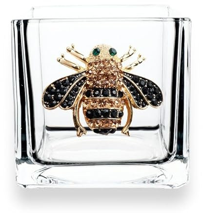 THE QUEENS' JEWELS Kerzenhalter Vase mit Bienensteinen, einzigartiges Geschenk für Frauen, Geburtstag, niedlich, lustig, Cocktail, Königin, nicht bemalt, verziert, glitzernd, verziert, glitzernd,