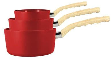 MENASTYL - Set de 3 casseroles Colorama magenta - Casserole 16/18 et 20 cm - En aluminium - Revêtement antiadhésif en céramique - Tous feux dont induction