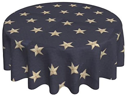 Wachstuchtischdecke Weiße Sterne Auf Blau rutschfeste Wachstischdecke Glatt Garten Tischdecke 152Cm Für Terrasse Jubiläum Picknick