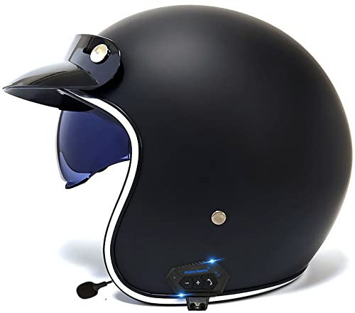 Letetexi Bluetooth Integral Casque Moto Demi-Jet Homme ECE Homologué Casque Semi-Ouvert Casque Jet Urbain Casque Moto Et Scooter Compact Femme Adulte Anti Scratch Visiere