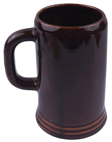 BAUSTER® Chope à bière en céramique - 1 l - Avec tasse pratique - Pour bière, boisson, vin, artisanat traditionnel, décorée à la main