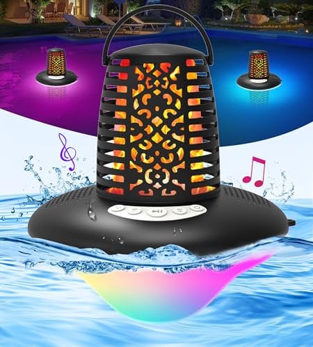 KingSom Altoparlante Bluetooth Potente,Cassa Bluetooth Piscina con Fiamma e Luci Colorate,Cassa Bluetooth Impermeabile IP68,Suono Stereo Potenti,TWS,Vivavoce Microfono,Altoparlante Bluetooth Portatile