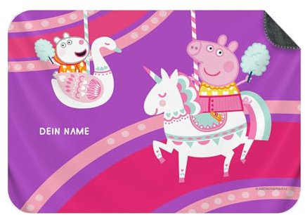 PICANOVA – Peppa Pig Decke mit Name – Personalisierte Kuscheldecke für Kinder – Premiumqualität Fleece Decke Kinder – Lucy Locke – 100x70cm