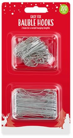 Widdle Gifts 200 Christmas Tree Hooks Ornament Bauble - Multi-Purpose Silver Hooks 7573