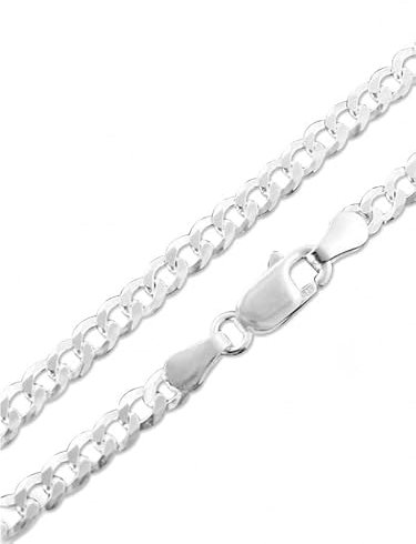 CC-Style - Panzerkette in 925 Sterling Silber - Halskette ohne Anhänger - mit Schmuckbox | Stärke: 4,1 mm - Länge: 80 cm