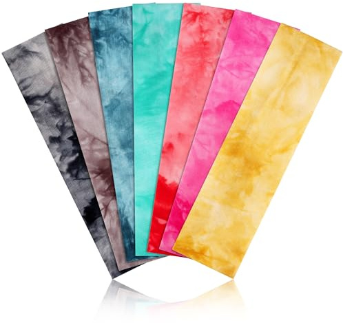 DiyJibb Lot de 7 bandeaux extensibles et antidérapants en coton doux pour le sport, l'entraînement, le yoga et la course à pied