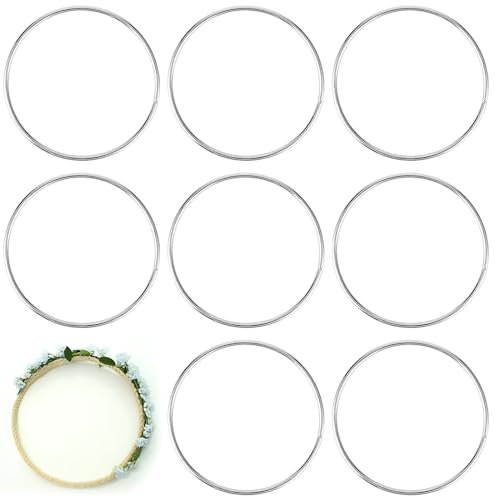 Teaaha 8 STK. Metallringe zum Basteln - 8cm Dekorationsringe, Silber, für Handwerk, Floral Hoop, Hochzeitskranz Dekoration, Traumfänger, DIY Tafelaufsatz & Wandhänge