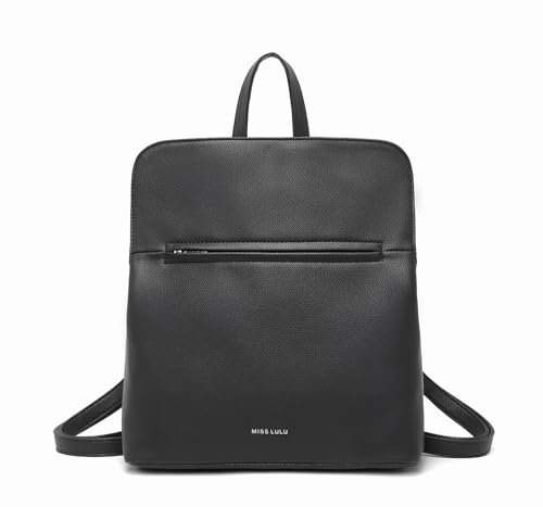 Miss Lulu Damenmoden-Rucksack Wasserdichter Multi-Taschen Freizeitrucksack Schultertasche für Damen und Mädchen (Schwarz)
