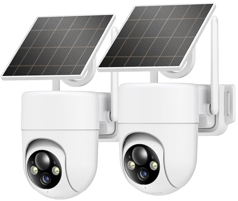Oculview 2K Solar Security Cameras Wireless Outdoor, 2PCS Outdoor Camera Wireless with 360° View, Cameras for Home Security with Color Night Vision, Only Support 2.4GHz Wi-Fi