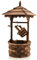 COSTWAY Garden Wishing Well, Wooden Water Fountain with Electric Pump, 5 Adjustable Flow Rates, 12.1L Water Bucket & Detachable Wood Barrel, Freestanding Waterfall Feature Planter Outdoor Ornament