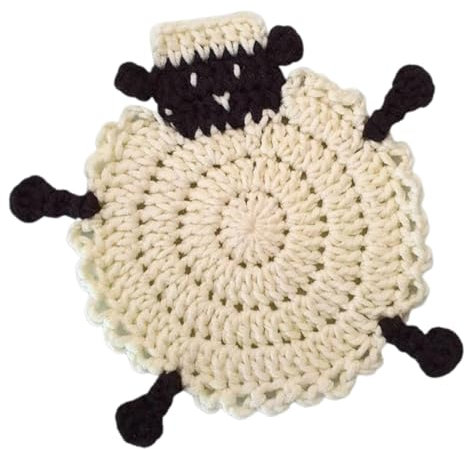 Tuxxjzm Dessous de verre en forme de mouton au crochet pour boissons, dessous de verre mignon pour table basse - Tapis de tasse tricoté | Sous-verre tissé isolant thermique unique pour la famille, les