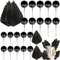 Xsstarmi 30 Pack Black Paper Palm Fan Cake Topper Black Balls Cake Pick for Baby Shower Wedding Bridal Shower Birthday Party DIY Cake Decorations Supplies