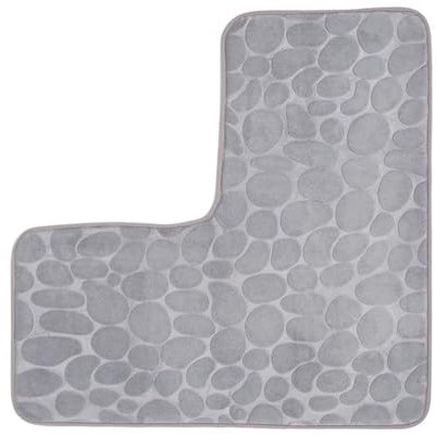 HWJFDC Tappeto Bagno Tappetino angolare for Bagno a Forma di L in ciottoli, Assorbente d'Acqua, a Basso Profilo, Morbido e Antiscivolo(Grey)