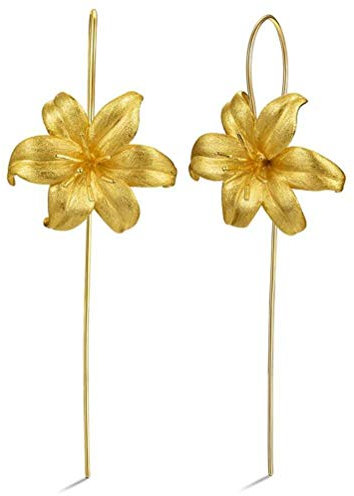 Orecchini donna Orecchini fiori giglio stile cinese Orecchini donna argento sterling S925 dal design naturale