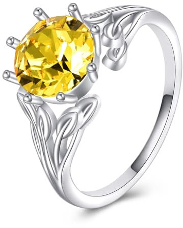 YFN Citrin Ring Sterling Silber November Geburtsstein Ring Citrin Schmuck für Damen November Geburtstag Geschenke