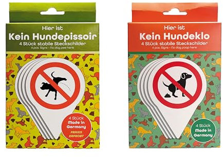 AllesKlaro® - 4 Stk. Set - hochwertige Steckschilder - Verbot Hier kein Hunde Pinkeln oder Hundeklo - 150 x 110 mm - stabile 4 mm Alu Verbundplatte (Bundle Hundeklo + Hundepissoir)