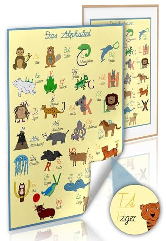 Deine Schulhelden ABC Lernposter DIN A2 - Schulausgangsschrift Alphabet Bild Poster für Kinder - Laute und Buchstaben von A bis Z - Ideal für Grundschule, Vorschule und Kindergarten