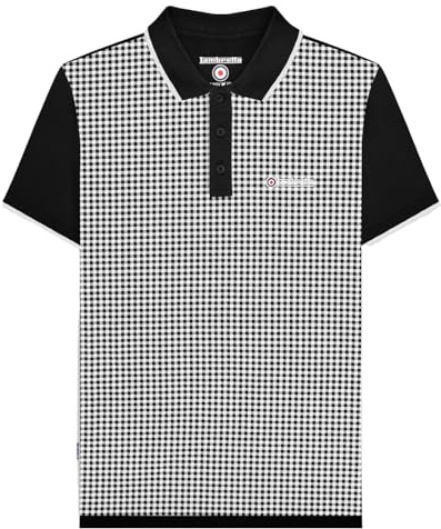 Lambretta Mens Gingham AOP Polo Shirt Big & Tall Short Sleeve Smart Casual Top