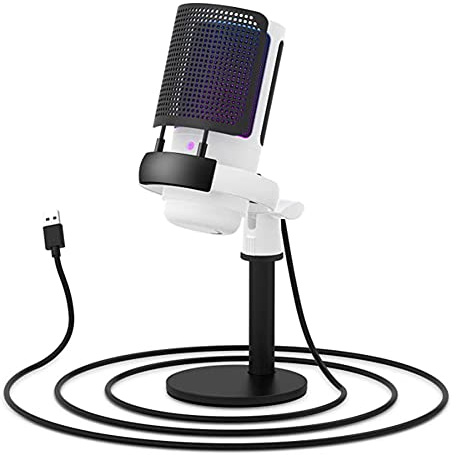 Muuoeou Gaming Microphone, USB Microphone for PC with RGB Control, Touch Mute, Gain Knob