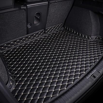 LFSYYD Auto Leder Kofferraummatten für Kia Sorento 2020 2021 2022 2023 2024, Maßgeschneiderte Kofferaummatte Teppich Kofferraumwanne Kratzfes Staubdicht ZubehöR,B/Black and White