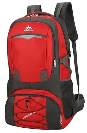 acfeco 60L Wanderrucksack Herren, Rucksack Wandern Großen Kapazität, Wasserdicht Trekkingrucksack, Reiserucksack Leichtes Herren, Damen Trekking Radfahren Klettern Camping Rot (50201)