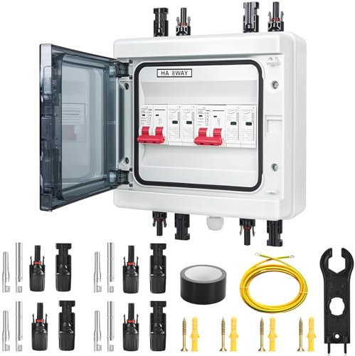 Überspannungsschutz PV, DC 40A/1000V Trennschalter – Blitzschutz Leitungsschutzschalter IP65 wasserdicht, Solar Spannungsschutz für Photovoltaik 2 in 2 Out