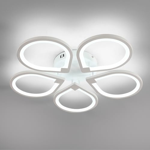Comely LED Deckenlampe Modern 50W Weiß 6500K Ra80 Deckenleuchte 5 Flammig Acryl 60x60cm Wohnzimmer Schlafzimmer Esszimmer Büro