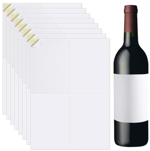 Beebeecraft 20 Sheets Wine Bottle Labels Printable White Glossy 6x4 Inch Printable Sticker Paper Sheets Self-Adhesive Stickers for Classic Bordeaux Burgundy and Champagne Bottles (80 Labels)
