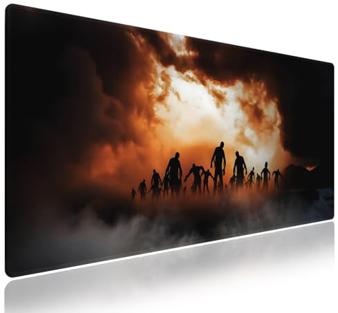 Wknoon. Extra großes Gaming- und Büro-Mauspad (80 x 30 cm) – Zombies Dead Men Walking Body in The Doom Mist Halloween-Thema, rutschfeste XXL-Schreibtischunterlage mit robusten genähten Kanten und
