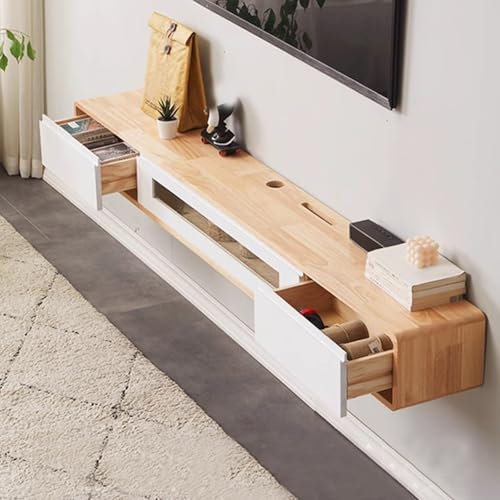 Mobile TV Sospeso In Legno Massello Mobile TV Color Legno A Parete Mobiletto Porta TV A Parete Per Soggiorno E Camera Da Letto(120CM/47.2IN)
