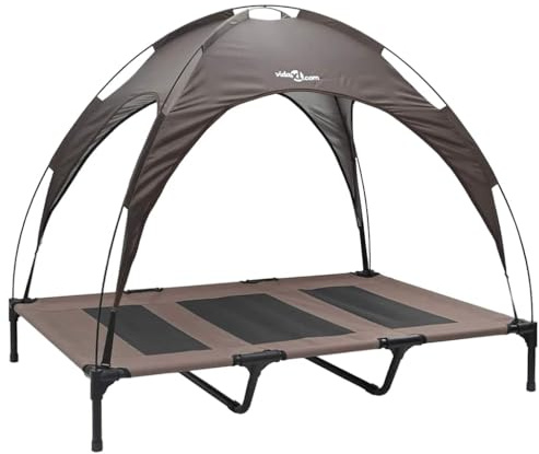 vidaXL Hundebett Braun XL Stahl, Stylisches Hundebett, rechteckiger Haustier-Lounge, erhöhte Ruhezone, langlebig und praktisch!