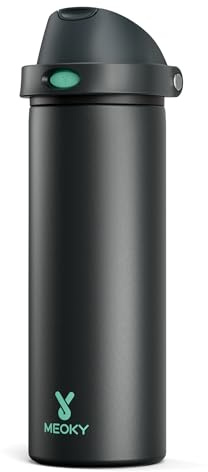Meoky 710ml Insulated Stainless Steel Water Bottle for Gym Travel Sports | 2-in-1 Straw and Spout Lid, Leak Proof, Cold for 24 Hours, Fits in Car Cup Holder, BPA-Free, Foggy Tide