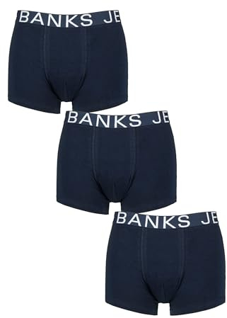Jeff Banks Mens Boxer Trunks Black – 3 Pack Cotton Stretch Underwear, Soft Breathable Lightweight Everyday Pants with Elastic Waistband, Comfort Fit, Sizes S-XXL