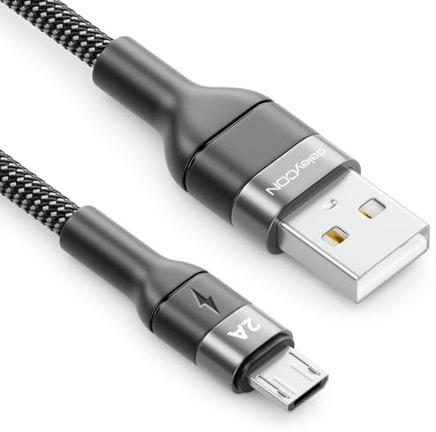 deleyCON 1,5m Cable Micro USB Cable de Carga y Datos Cargar y Sincronizar Móvil Smartphone Tablet Cámara etc.