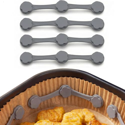 TopEsct Heißluftfritteuse Magnete zum Festhalten Backpapier, 4er-Pack Airfryer Silikon Magnete, Backpapierhalter zum Airfryer Backpapier, Wiederverwendbar Heißluftfritteuse Zubehör (Magnete-4Stück)