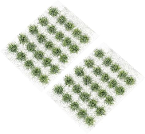 Angoily Touffe de Gazon Artificiel pour Modélisme, Décoration Miniature 50 Pièces, Résine Résistante Vert Hiver, Accessoires de Table à Sable pour Modélisme Ferroviaire et Micro-Paysage