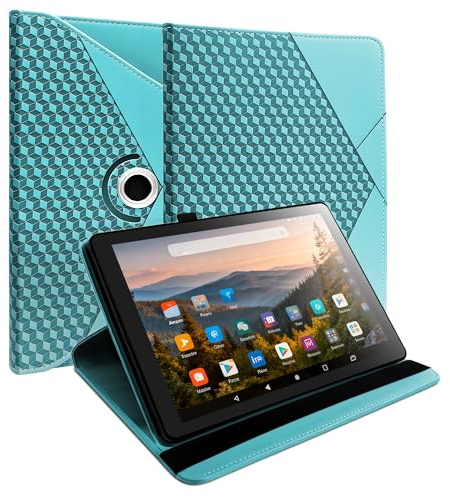 Case for All New Fire HD 10 11th/13th Generation (2021/2023 Release) – Auto Wake/Sleep Stand with Holder, 360° Rotating Kickstand & Pen Loop, Lightweight TPU – 6 Colors(Blue)